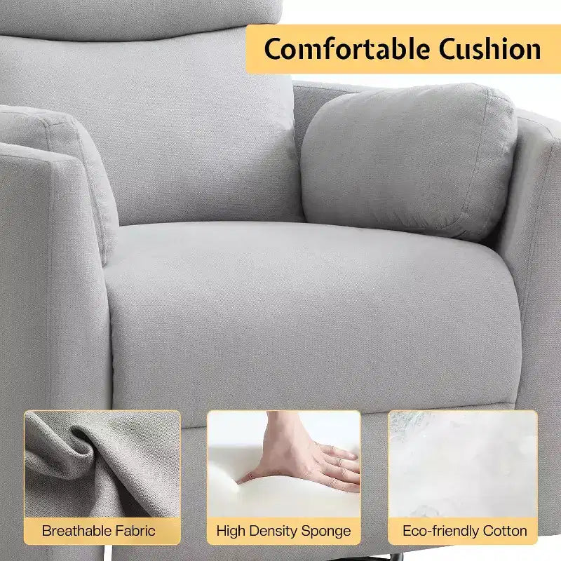 Fauteuil inclinable électrique de crèche AMERLIFE, planeur à bascule pivotant électrique avec USB et Type-C, fauteuil avec 2 oreillers, canapé inclinable pour la maison