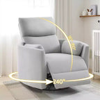 Fauteuil inclinable électrique de crèche AMERLIFE, planeur à bascule pivotant électrique avec USB et Type-C, fauteuil avec 2 oreillers, canapé inclinable pour la maison