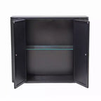 Meuble-lavabo mural noir Chic Crate à 2 portes miroir et étagère ouverte | Cadre en métal style ferme | Au-dessus de l'évier