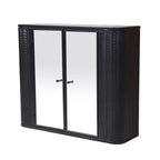 Meuble-lavabo mural noir Chic Crate à 2 portes miroir et étagère ouverte | Cadre en métal style ferme | Au-dessus de l'évier