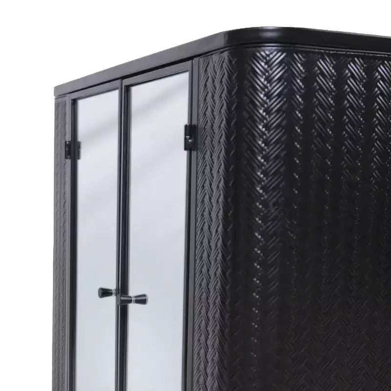 Meuble-lavabo mural noir Chic Crate à 2 portes miroir et étagère ouverte | Cadre en métal style ferme | Au-dessus de l'évier