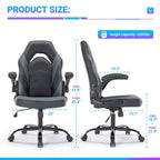 Chaise de jeu Bestier, chaise pivotante d'ordinateur en cuir PU avec soutien lombaire, dossier réglable et accoudoir rabattable pour chaise de bureau à domicile
