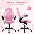 Chaise de jeu Bestier, chaise pivotante d'ordinateur en cuir PU avec soutien lombaire, dossier réglable et accoudoir rabattable pour chaise de bureau à domicile
