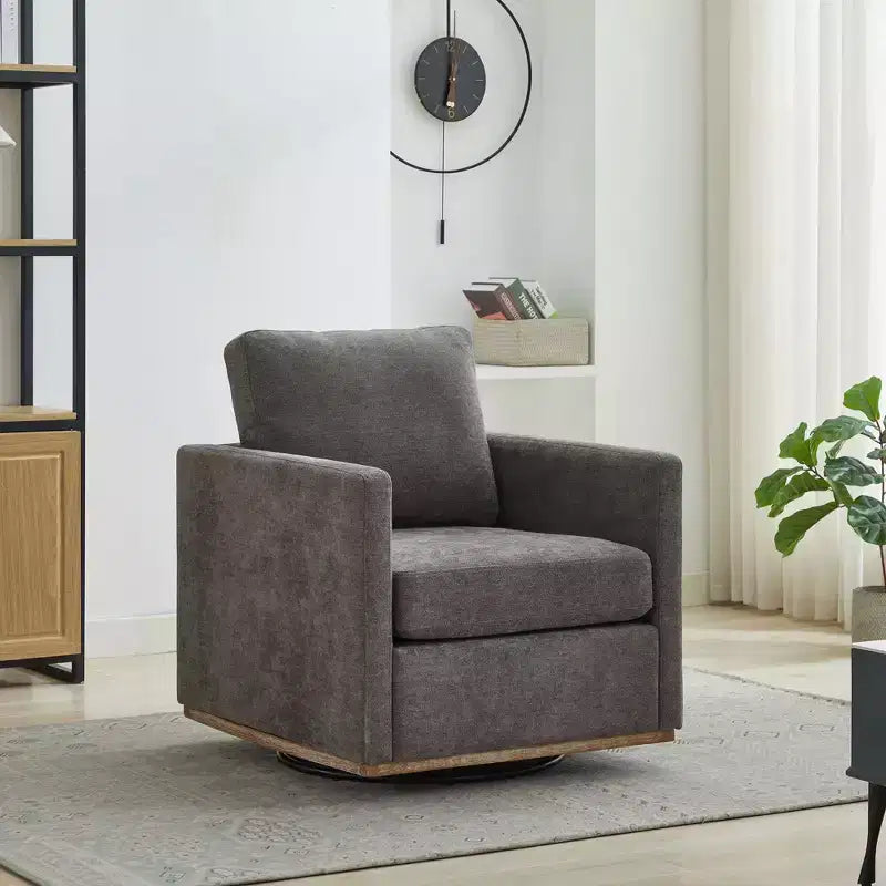 Okak 360 Degree Modern Accent Chair, 30.7W Square Upholstered Swivel Accent Chair and Comfy Accent Single Sofa Chair, Lounge Armchair