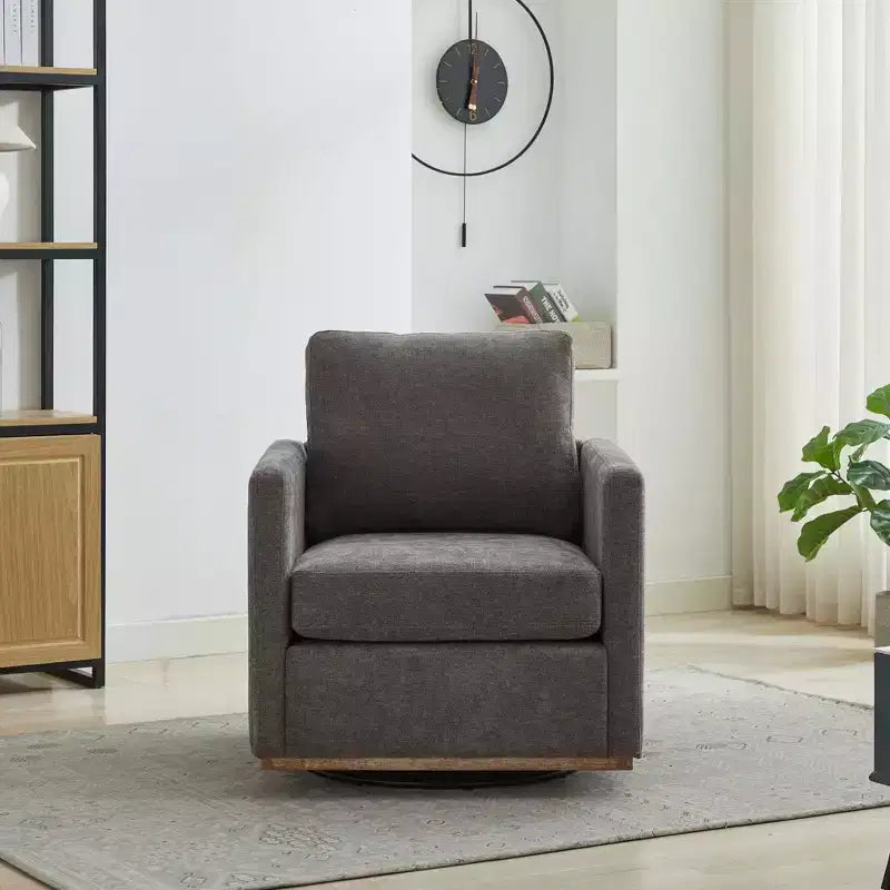 Fauteuil d'appoint moderne pivotant à 360° Okak, fauteuil d'appoint carré rembourré de 78 cm de large et canapé-lit simple confortable, fauteuil de salon.
