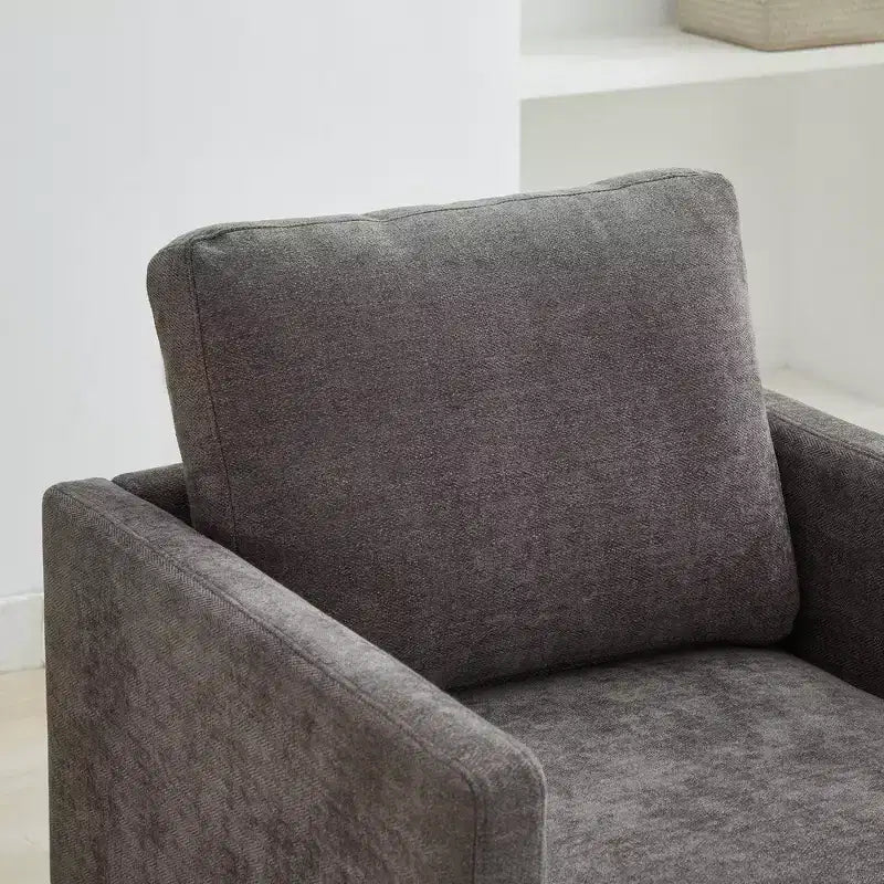 Fauteuil d'appoint moderne pivotant à 360° Okak, fauteuil d'appoint carré rembourré de 78 cm de large et canapé-lit simple confortable, fauteuil de salon.