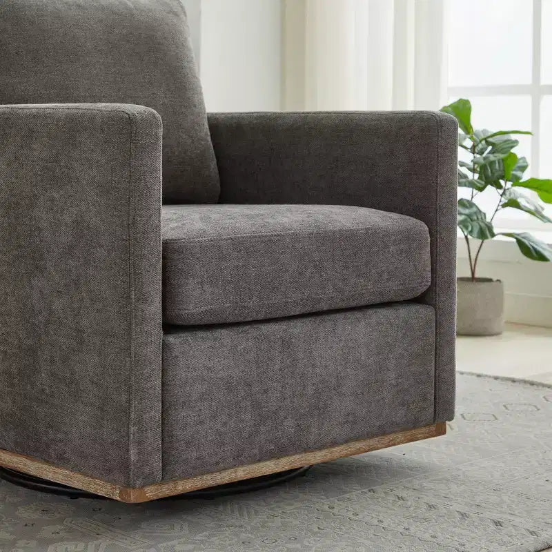 Fauteuil d'appoint moderne pivotant à 360° Okak, fauteuil d'appoint carré rembourré de 78 cm de large et canapé-lit simple confortable, fauteuil de salon.