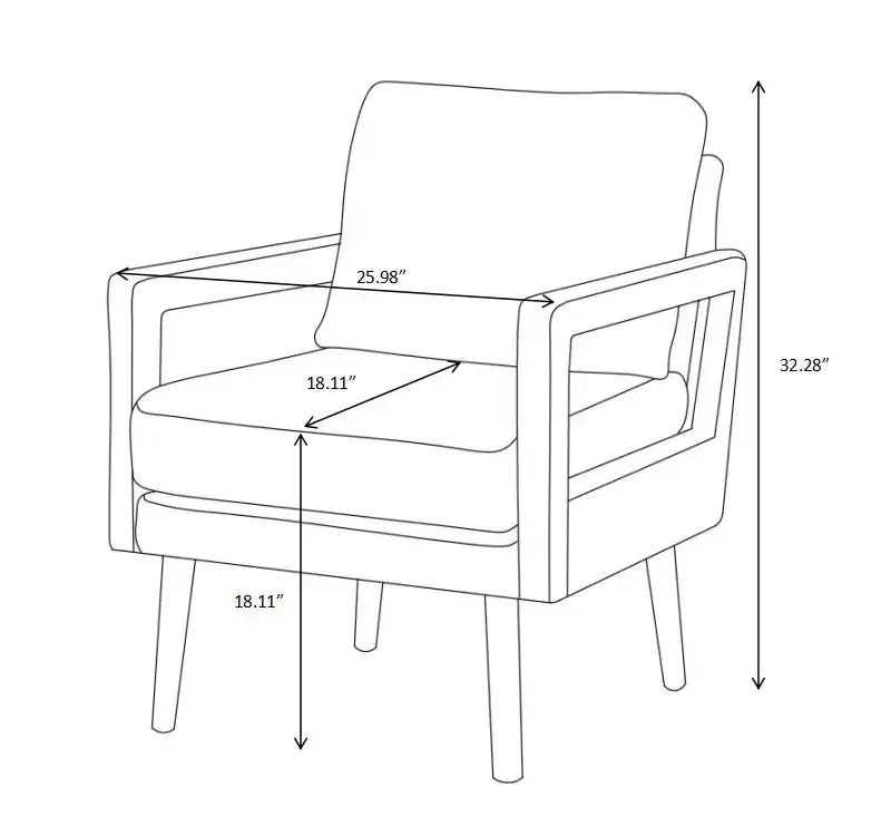 Lot de 2 chaises d'appoint Okak modernes du milieu du siècle, avec pieds en bois, coussin moelleux pour salon et chambre à coucher