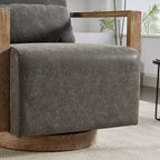 Fauteuils d'appoint Okak pour chambre à coucher, fauteuil d'appoint moderne rembourré pivotant de 77 cm de large avec accoudoirs en bois massif et fauteuil de lecture confortable à 360 degrés