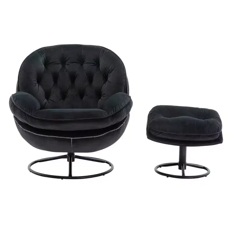 Fauteuils d'appoint modernes Okak pour chambre à coucher avec pouf, fauteuil de loisirs avec siège rembourré