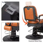 Fauteuil de barbier Karl Home de style vintage avec dossier carré et inclinaison hydraulique robuste