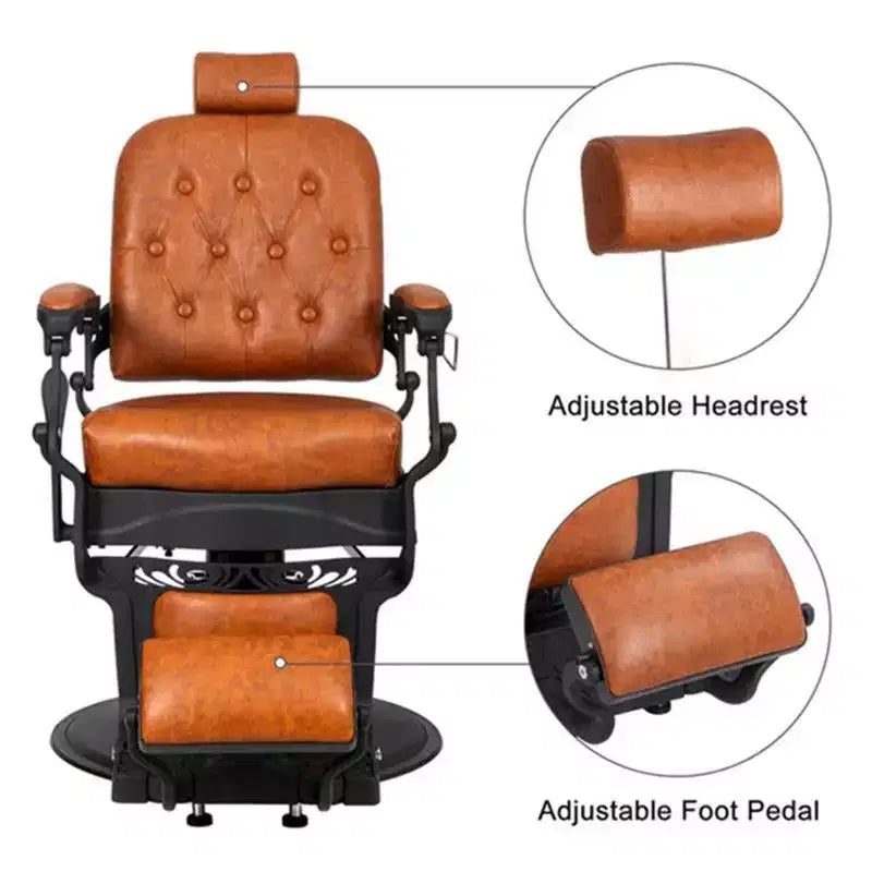 Fauteuil de barbier Karl Home de style vintage avec dossier carré et inclinaison hydraulique robuste