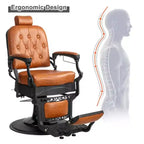 Fauteuil de barbier Karl Home de style vintage avec dossier carré et inclinaison hydraulique robuste