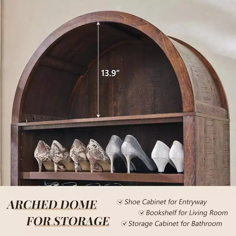 Bibliothèque SinCiDo à arche, meuble de rangement de style ferme moderne avec étagères réglables, bibliothèque en bois avec étagère ouverte pour bureau à domicile