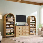 Bibliothèque SinCiDo à arche, meuble de rangement de style ferme moderne avec étagères réglables, bibliothèque en bois avec étagère ouverte pour bureau à domicile