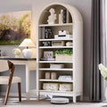 Bibliothèque SinCiDo à arche, meuble de rangement de style ferme moderne avec étagères réglables, bibliothèque en bois avec étagère ouverte pour bureau à domicile