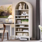 Bibliothèque SinCiDo à arche, meuble de rangement de style ferme moderne avec étagères réglables, bibliothèque en bois avec étagère ouverte pour bureau à domicile