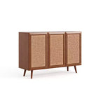 GDFStudio Hobson Meuble de Rangement Décoratif Moderne 47 avec Portes et Étagères en Rotin et Bois Massif