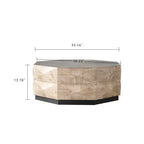 Table Basse Octogonale en Bois GDFStudio Jean Rustic 36 à Motif Gaufré
