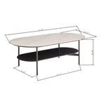 GDFStudio Albert Table Basse en Bois à Double Couche de 120 cm avec Plateau en Céramique
