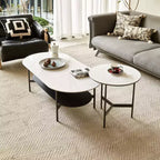 GDFStudio Albert Table Basse en Bois à Double Couche de 120 cm avec Plateau en Céramique