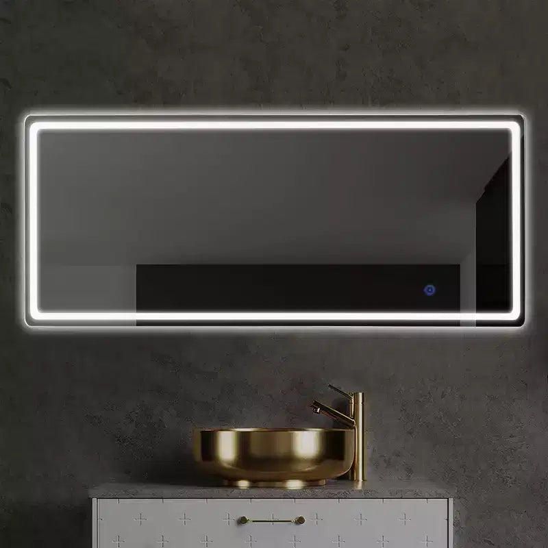 63x20 LED Rectangle Floor Mirror with Stand, HD Full-length Mirror with Aluminum Alloy Frame and 3 Color Temperature, Silver