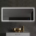63x20 LED Rectangle Floor Mirror with Stand, HD Full-length Mirror with Aluminum Alloy Frame and 3 Color Temperature, Silver