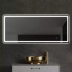63x20 LED Rectangle Floor Mirror with Stand, HD Full-length Mirror with Aluminum Alloy Frame and 3 Color Temperature, Silver