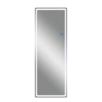 Miroir de sol rectangulaire LED 63x20 avec support, miroir pleine longueur HD avec cadre en alliage d'aluminium et 3 températures de couleur, argent