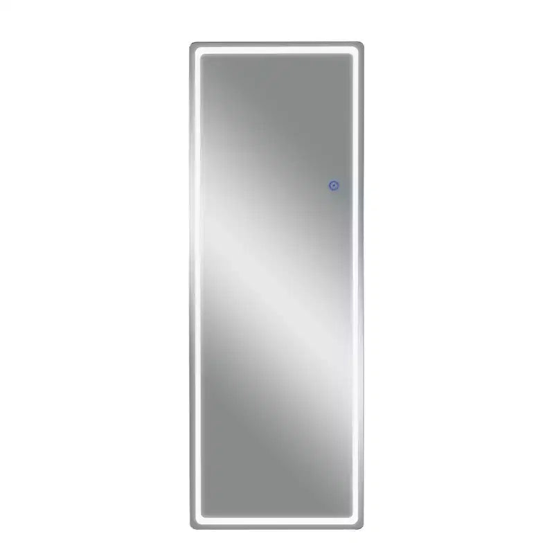 Miroir de sol rectangulaire LED 63x20 avec support, miroir pleine longueur HD avec cadre en alliage d'aluminium et 3 températures de couleur, argent