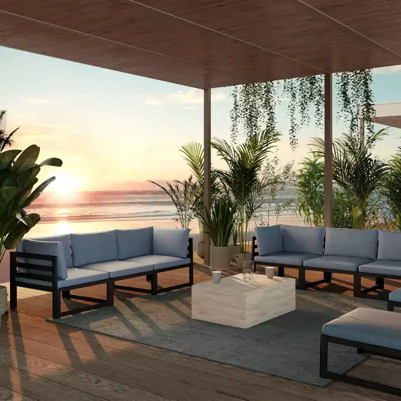 Table basse ronde LeisureMod Maya – Table d'appoint d'intérieur et d'extérieur pour salon, patio, balcon ou jardin, design décoratif moderne