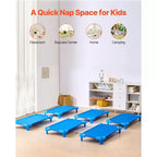 Lit de camp empilable VEVOR pour enfants, lot de 6, lits de sieste portables pour tout-petits, lits de jour de taille standard 106,7 cm L x 58,4 cm l pour enfants, lits de garderie pour salle de classe préscolaire