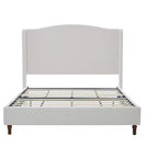 Okak 54 Cadre de lit double avec dossier rembourré, lit plateforme en chenille de qualité supérieure avec design minimaliste pour chambre à coucher, crème