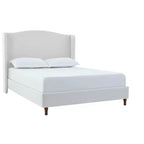 Okak 54 Cadre de lit double avec dossier rembourré, lit plateforme en chenille de qualité supérieure avec design minimaliste pour chambre à coucher, crème