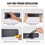 Organisateur d'outils de garage VEVOR, capacité de charge maximale de 362 kg, support de rangement mural pour jardin et cour, très résistant, avec 6 crochets réglables et 3 rails