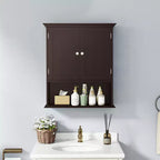 Meuble haut de salle de bain Costway Armoire de rangement murale Armoire à pharmacie Noir/Marron/Gris/Blanc