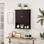 Meuble haut de salle de bain Costway Armoire de rangement murale Armoire à pharmacie Noir/Marron/Gris/Blanc