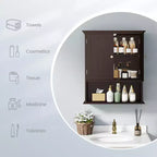 Meuble haut de salle de bain Costway Armoire de rangement murale Armoire à pharmacie Noir/Marron/Gris/Blanc