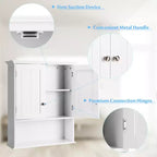 Meuble haut de salle de bain Costway Armoire de rangement murale Armoire à pharmacie Noir/Marron/Gris/Blanc
