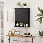 Meuble haut de salle de bain Costway Armoire de rangement murale Armoire à pharmacie Noir/Marron/Gris/Blanc