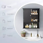 Meuble haut de salle de bain Costway Armoire de rangement murale Armoire à pharmacie Noir/Marron/Gris/Blanc