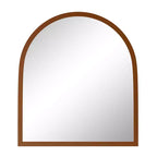 Miroir de salle de bain arqué 35x31 avec crochets de suspension, cadre en bois et images HD, miroir mural pour chambre à coucher, salon, entrée, noyer