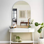 Miroir de salle de bain arqué 36x24 avec cadre en alliage d'aluminium, miroir mural HD à suspendre pour chambre à coucher, salon, entrée, argent