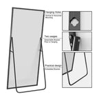 Miroir de salle de bain arqué 36x24 avec cadre en alliage d'aluminium, miroir mural HD à suspendre pour chambre à coucher, salon, entrée, argent