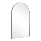 Miroir de salle de bain arqué 36x24 avec cadre en alliage d'aluminium, miroir mural HD à suspendre pour chambre à coucher, salon, entrée, argent
