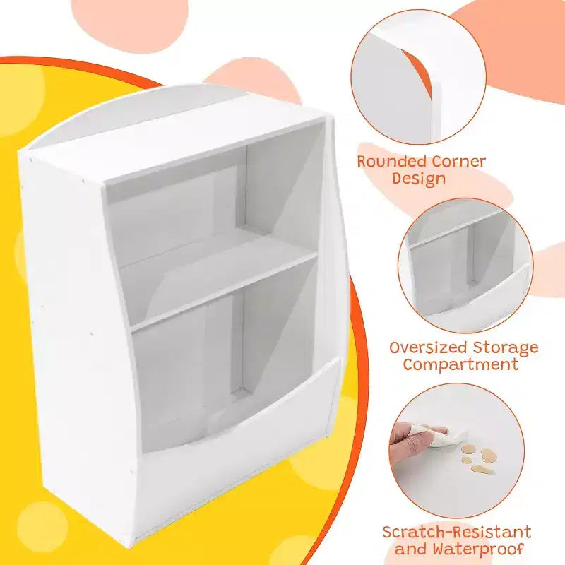 Étagère à livres et à jouets pour enfants Garvee, étagère de rangement en bois à 2 niveaux avec dispositif anti-basculement, bibliothèque à hauteur parfaite