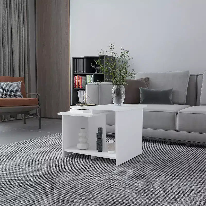 Table basse rectangulaire moderne Okak 16.6 H avec étagère inférieure ouverte pour rangement de bureau à domicile pour salon/bureau, gain de place