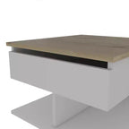 Table basse relevable rectangulaire moderne Okak 15.3 H avec roulettes et 1 étagère ouverte pour salon/bureau, gain de place