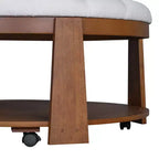 Table basse ottomane ronde Okak, grande, à 2 niveaux, capitonnée avec étagère de rangement pour salon/bureau, gain de place