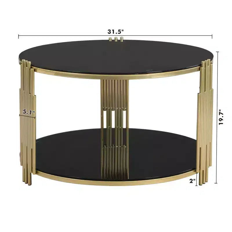 Table basse ottomane ronde Okak, grande, à 2 niveaux, capitonnée avec étagère de rangement pour salon/bureau, gain de place